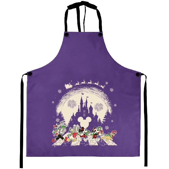 Disney Santa Mickey And Friends Abbey Road Walking Christmas Aprons