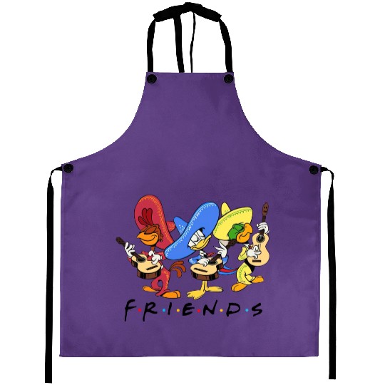 Disney Three Caballeros Mexico Aprons, Donald Duck Jose Carioca Panchito Friends Aprons