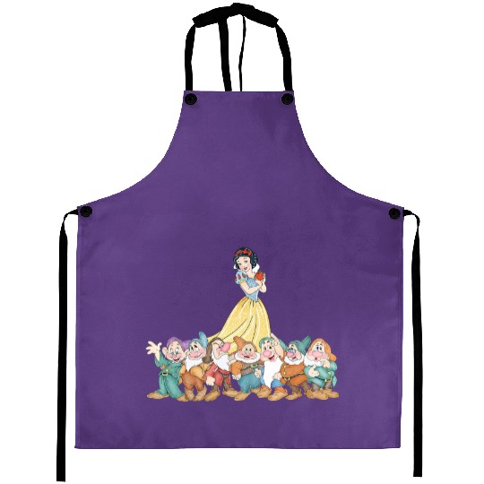 Disney Snow White Princess Watercolor Aprons, Snow White Seven Dwarfs Aprons