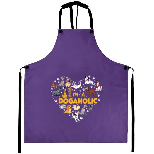 Disney Dogaholic Aprons,  Disney 101 Dalmatians Dogs, Tramp Aprons Lady Dog Mom Who Loves Disney Pluto Dog