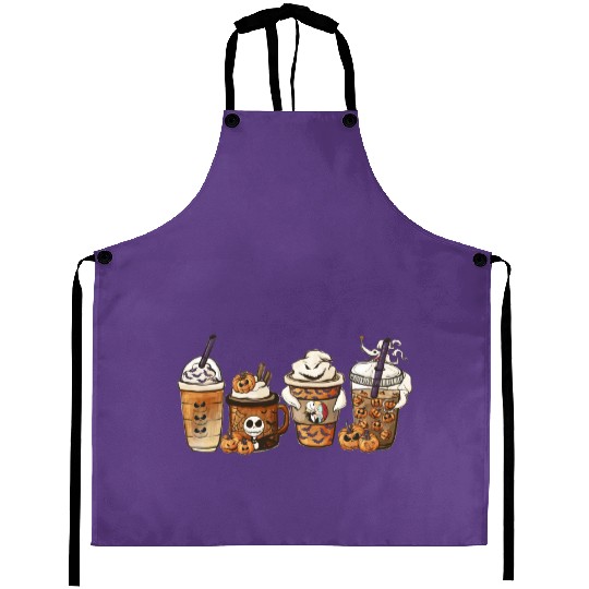 Disney The Nightmare Before Christmas Coffee Cup Aprons, Jack Skellington Sally Pumpkin Latte Coffee