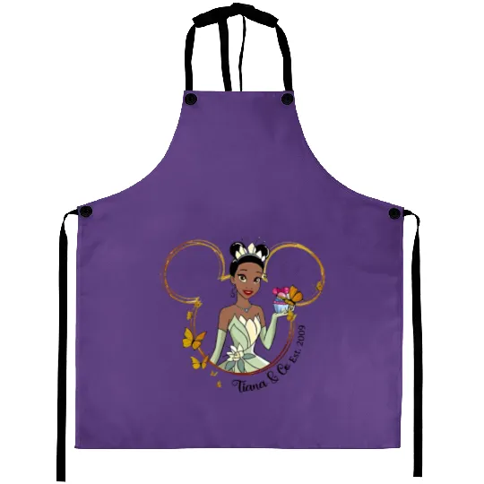 Tiana Disney Aprons, Tiana And Co Aprons, Tiana Princess Aprons, Cute Tiana Aprons.