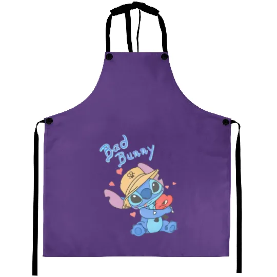 Stitch Bad Bunny Aprons, Disney Bad Bunny Aprons, Lilo and Stitch Aprons