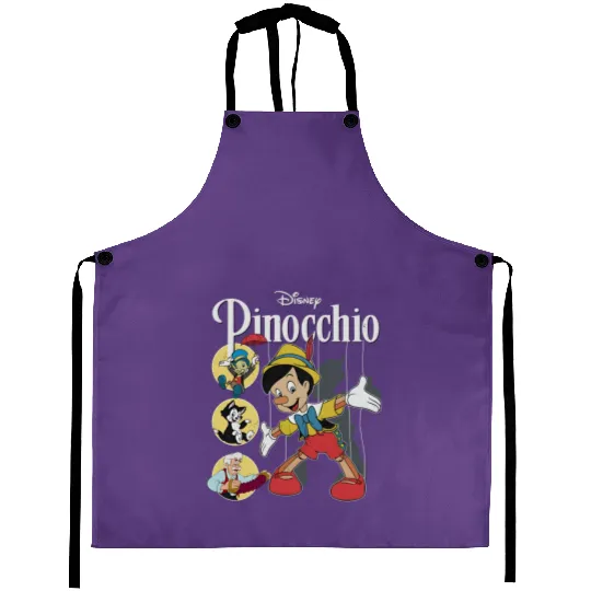 Pinocchio Vintage Movie Characters Group Shot, Disney Pinocchio Aprons