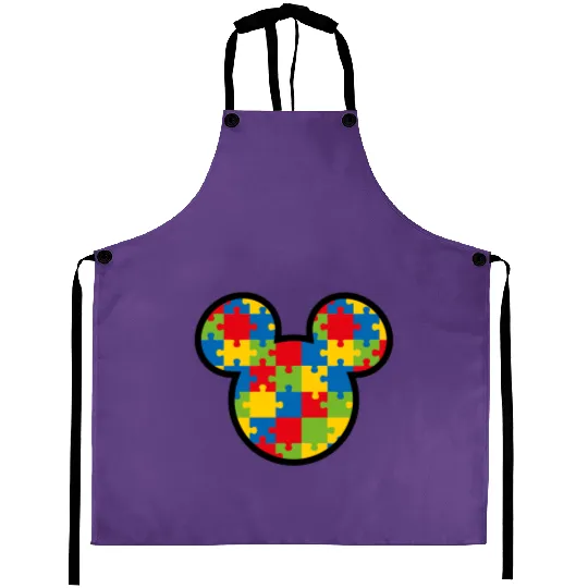 Discover Autism Warrior Gift, Mickey Mouse Aprons, Disney Autism Aprons