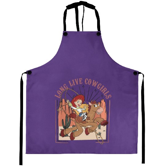 Vintage Disney Toy Story Jessie Aprons, Long Live Cowgirls Western Vibe Aprons, Disney Aprons