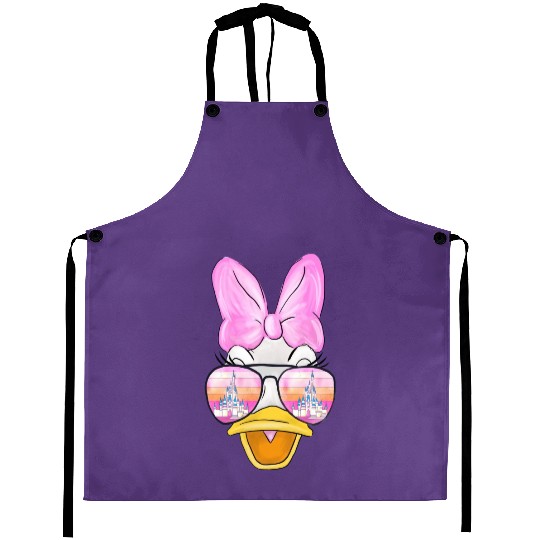 Daisy Duck Watercolor Castle Aviator Aprons| Disney Aprons