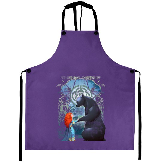 Disney Pixar Brave Merida And Bear Profile Portrait Aprons, Magic Kingdom Holiday Unisex Aprons