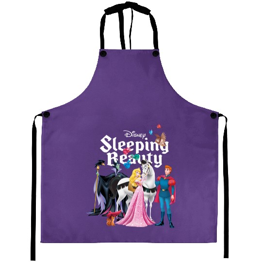 Disney Sleeping Beauty Characters Aprons, Princess Aurora,Prince Phillip,Maleficent,Disneyland Family Trip Gift Unisex Aprons Kid Aprons