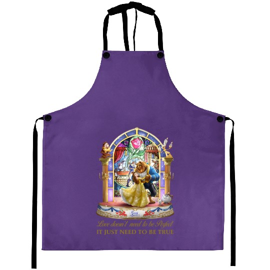 Disney Beauty and The Beast Stained Glass Rose Aprons, Belle Princess Aprons