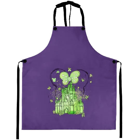 Disneyland St Patricks Day Aprons, Clover Disney Castle Minnie Mouse Aprons