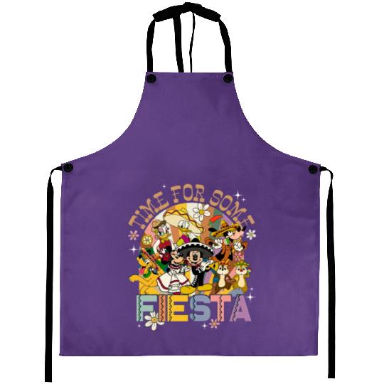 Mickey and Friends Disney Cinco De Mayo Aprons, Disneyland Mexican Time For Some Fiesta Aprons
