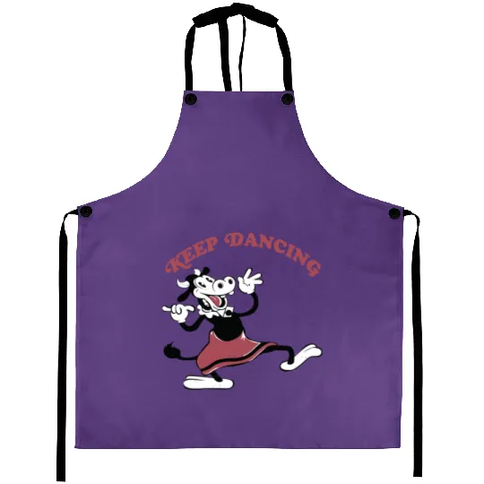 Funny Clarabelle Cow 1928 Just Keep Dancing Retro Aprons, Disney Mickey and Friends Matching Aprons