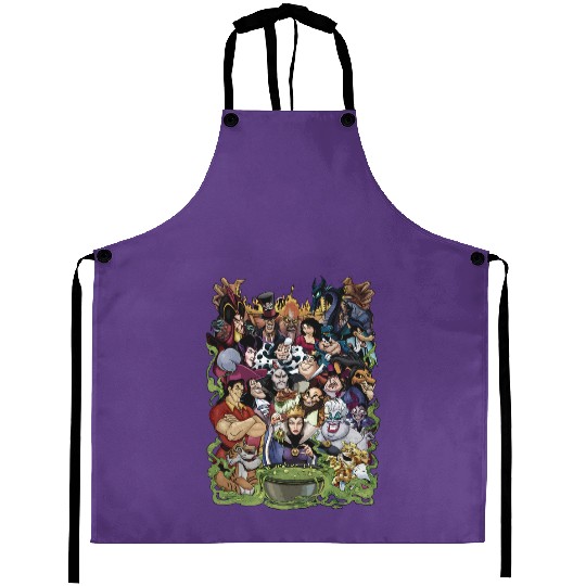 Disney Villains Group Collage Gaston Ursula Maleficent Aprons