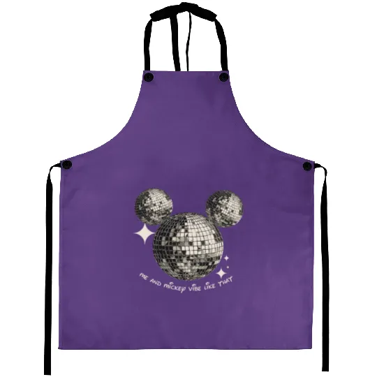 Me and Mickey Vibe Like That Aprons, Mouse Disco Ball Aprons, Disney Eras Tour Aprons, Theme Park Orlando Magic Disco Ball Eras Mouse Aprons