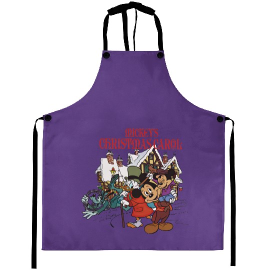 Mickey's Christmas Carol Aprons, Disney X-mas Holiday Movie Aprons