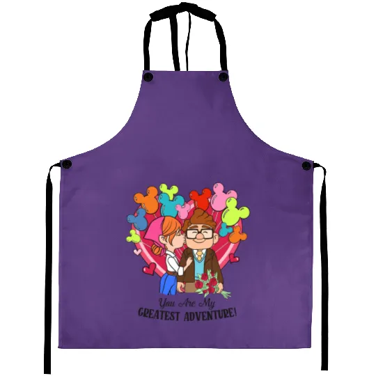 Retro Carl and Ellie Disney Balloon Aprons, You're My Greatest Adventure, Disney Up Valentine's Day Aprons