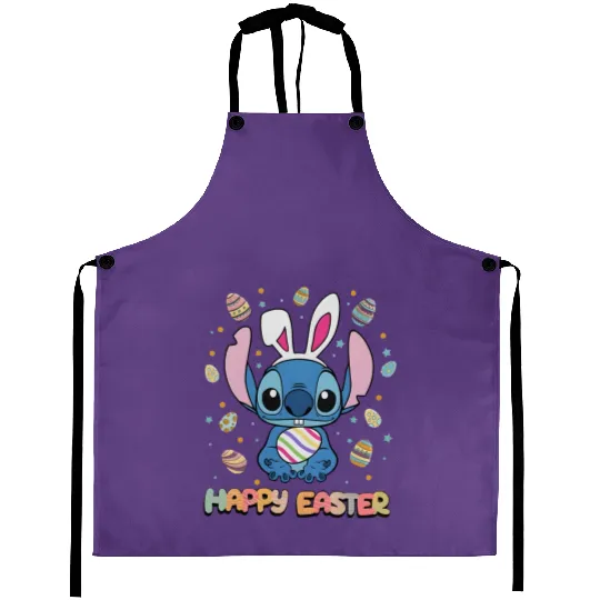 Easter Disney Stitch Aprons, Stitch Easter Bunny Aprons, Easter Eggs