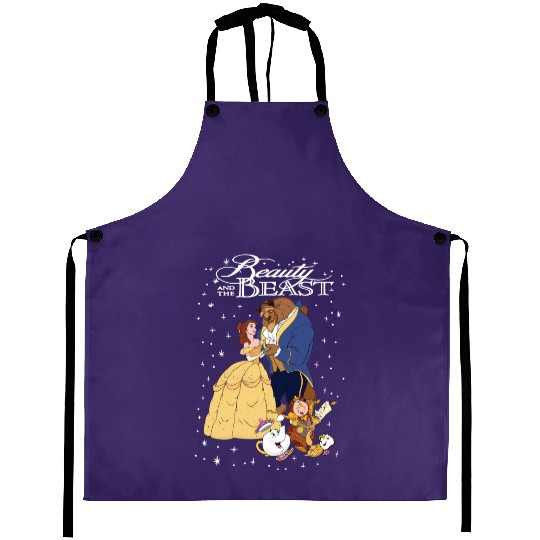 Retro Disney Beauty And The Beast Classic Title Logo Portrait Aprons, Magic Kingdom WDW  Aprons Family Birthday Gift