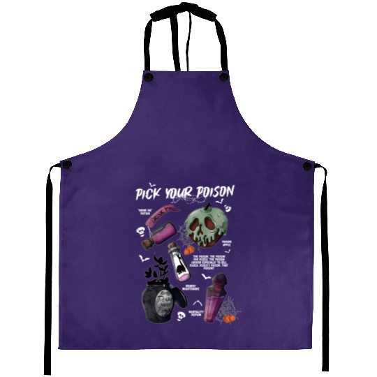 Vintage Disney Pick Your Poison  Aprons, Disney Halloween Aprons, Disney Villains Poison Aprons, Disney Halloween Matching Aprons