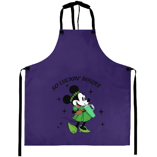 Minnie So Luckin Boujee Aprons, Lucky Minnie, Disney St Patricks Day