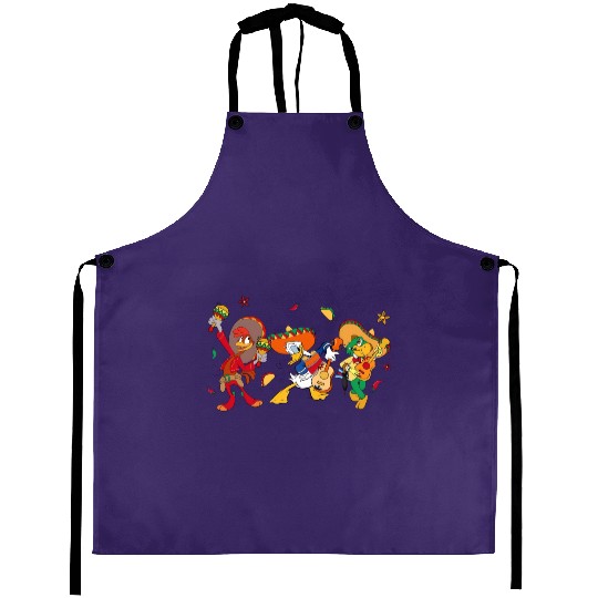 Retro The Three Caballeros  Aprons, Jose Donald Duck Panchito, Disney Cinco De Mayo Fiesta Aprons