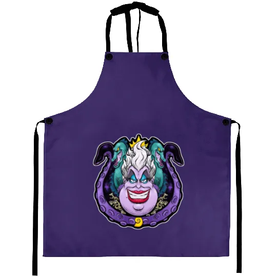 Ursula Villain Vintage Aprons, Disney Villain's Ursula Aprons, Ursula Sea Witch Women's Aprons, Disney Sea Witch Ursula Classic Aprons