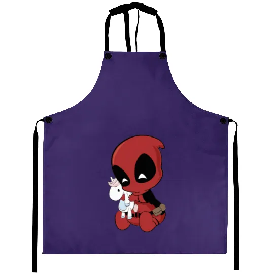 Deadpool With Unicorn Aprons, Marvel Family Party Gift, Disneyland Family Unisex Adult Aprons