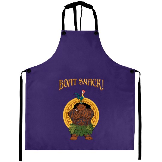 Funny Maui And Hei Hei Boat Snack Retro Aprons, Disney Moana