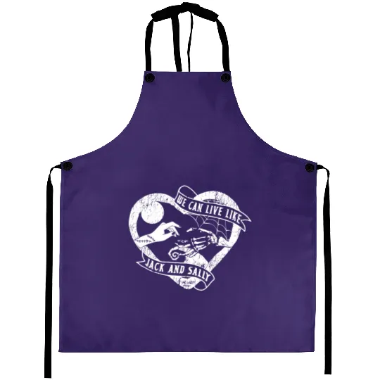 We Can Live Like Jack and Sally Aprons, Disney Love Couple Aprons, Nightmare Before Christmas Jack and Sally