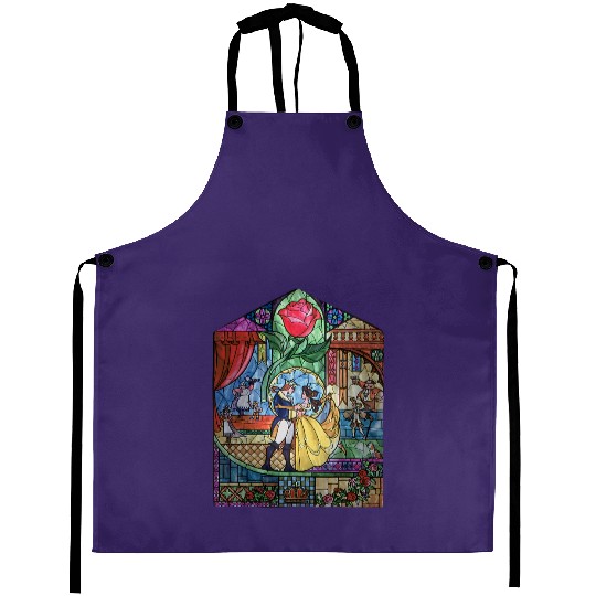 Disney Beauty & The Beast Stained Glass Rose Belle Aprons