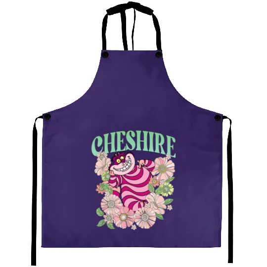 Retro Cheshire Cat Floral Aprons, Alice In Wonderland Aprons, Disney Cats Aprons