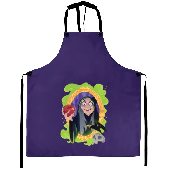 Disney Evil Queen Aprons, Retro 90s Evil Queen Aprons, Poisonous Apple Aprons