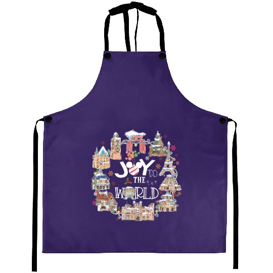 Disney Joy To The World Aprons, Epcot World Showcase, Disney Christmas Aprons