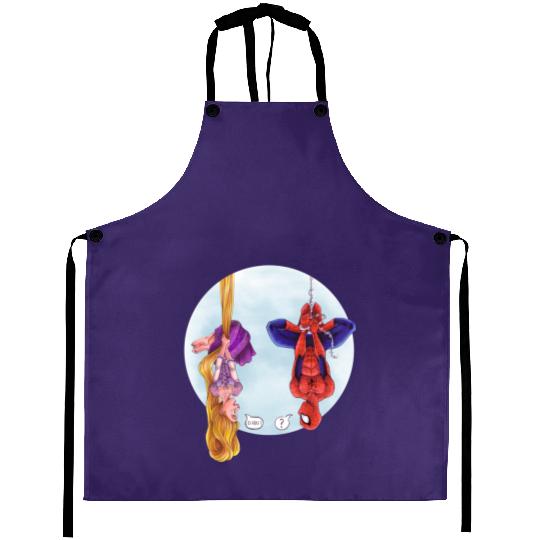 Disney Rapunzel And Marvel Spider-Man Aprons, Disney Marvel Avengers Spiderman Aprons