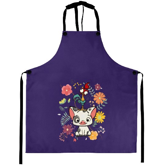 Disney Moana Aprons, Hei Hei and Pua Floral  Aprons