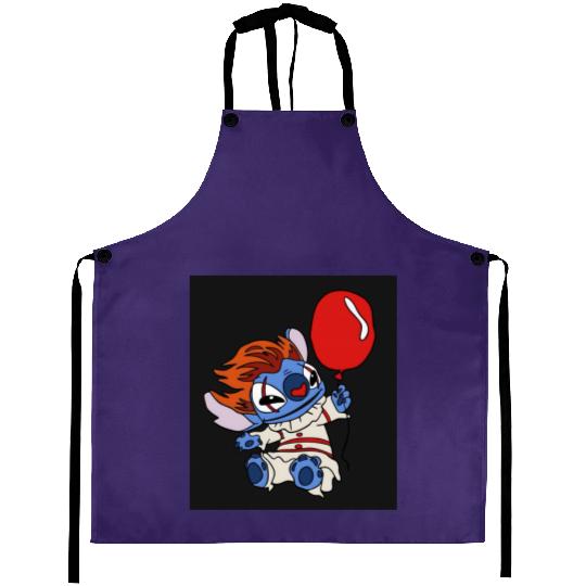 Pennywise Stitch Halloween Aprons, Disney Halloween Aprons