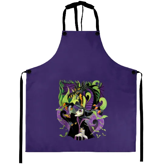 Retro  Maleficent Aprons, Halloween Villains Aprons, Maleficent Witch, Disney Halloween 2024 Aprons