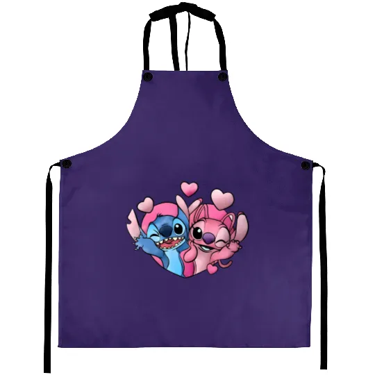 Disney Stitch and Angel Valentine Aprons, Angel Valentine Aprons