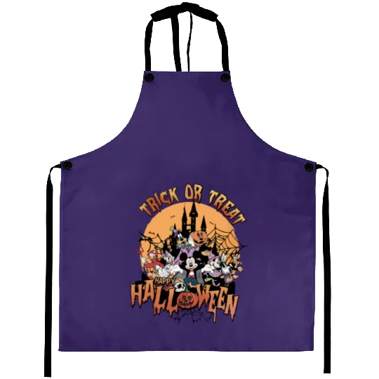 Retro Trick or Treat Disney Halloween Aprons, Vintage Disney and Bella Aprons