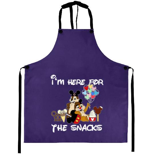 I'M Just Here For The Snacks Aprons, Snacking Around The World Aprons, Chip And Dale Aprons Disney Trip Family Aprons