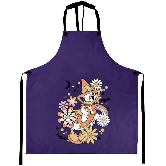 Daisy Duck Floral Halloween Aprons, Vintage Disney Halloween Aprons