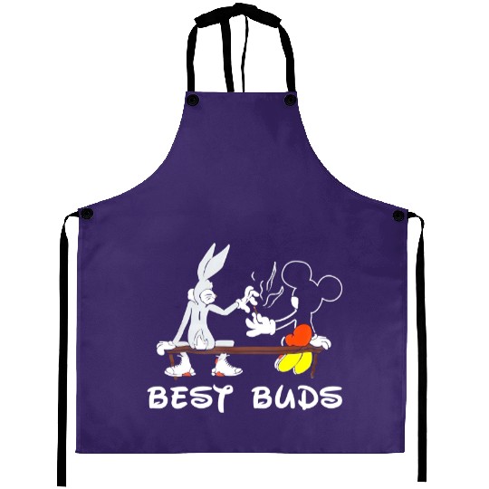 Best Buds Disney Aprons - Bugs Bunny & Mickey Mouse cotton Aprons, Graphic Aprons for men, women, Unisex,  Gifts