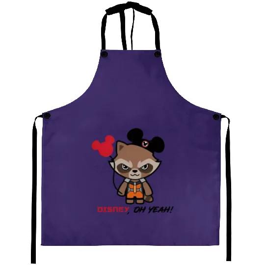 Disney Rocket Raccoon Mickey Ears Aprons, Disney Guardians Of The Galaxy Aprons