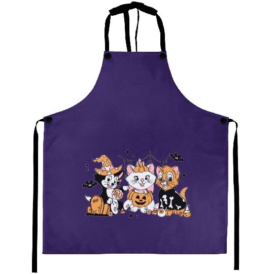 Disney Cat Halloween  Aprons, Aristocats Halloween Aprons, Marie Toulouse Berlioz, Spooky Season Aprons, Halloween Party Aprons