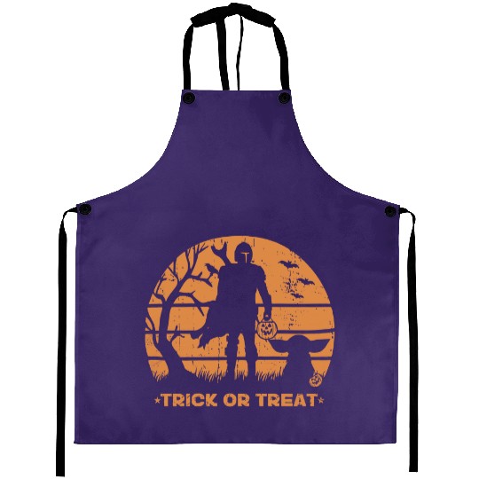 Star Wars Halloween Aprons, Disney Halloween Aprons, Mandalorian Trick or Treat