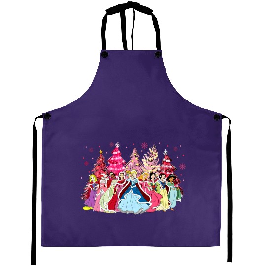 Disney Christmas Princess Aprons, Princess Christmas Castle Aprons, Disney Princess Aprons, Disney Holiday Aprons