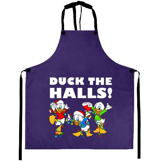 Disney Ducktales Christmas Lights Aprons, Duck The Halls Aprons