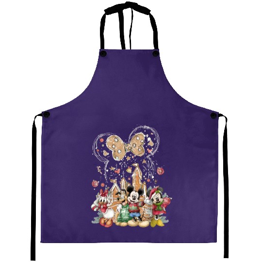 Vintage WDW Christmas Aprons, Disney Gingerbread Castle Aprons