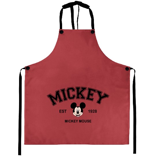 Retro Mickey Mouse Est 1928 Aprons, Vintage Mickey Aprons, Disneyland Mickey Aprons, Disney Mickey Mouse Aprons, Disney Holiday Vacation Aprons